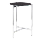 Lumisource Chloe Contemporary Side Table in Chrome w/Black Glass