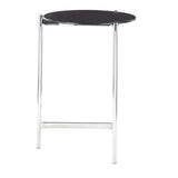 Lumisource Chloe Contemporary Side Table in Chrome w/Black Glass