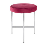 Lumisource Chloe Contemporary Vanity Stool in Chrome and Pink Velvet