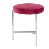 Lumisource Chloe Contemporary Vanity Stool in Chrome and Pink Velvet