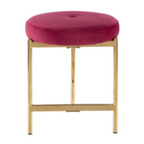 Lumisource Chloe Contemporary Vanity Stool in Gold Metal and Blush Pink Velvet
