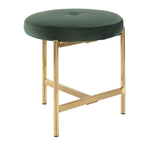 Lumisource Chloe Contemporary Vanity Stool in Gold Metal and Green Velvet