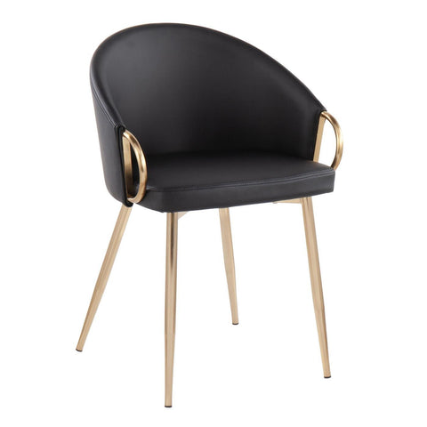 Lumisource Claire Contemporary/Glam Chair in Gold Metal and Black Faux Leather