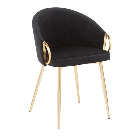 Lumisource Claire Contemporary/Glam Chair in Gold Metal and Black Velvet