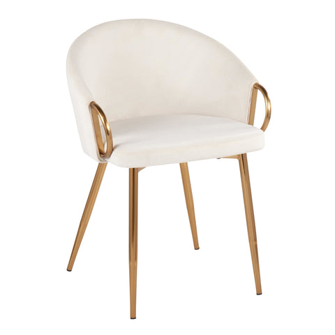 Lumisource Claire Contemporary/Glam Chair in Gold Metal and Cream Velvet