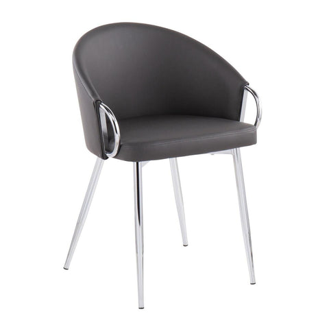 Lumisource Claire Contemporary/Glam Chair in Silver Metal and Grey Faux Leather