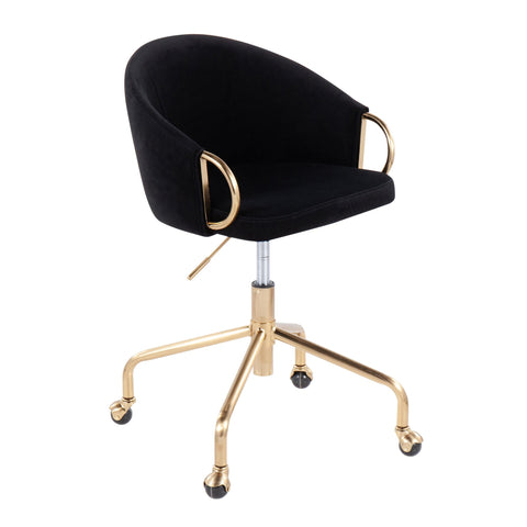 Lumisource Claire Contemporary/Glam Task Chair in Gold Metal and Black Velvet