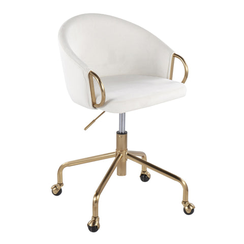Lumisource Claire Contemporary/Glam Task Chair in Gold Metal and Cream Velvet