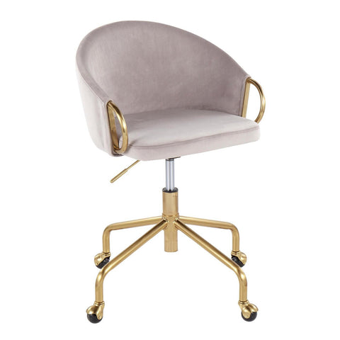Lumisource Claire Contemporary/Glam Task Chair in Gold Metal and Silver Velvet