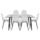Lumisource Clara 7-Piece Mid-Century Modern Dining Set in Black and Clear