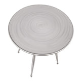 Lumisource Clara Industrial Round Dinette Table in Clear Brushed Silver Metal