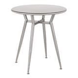 Lumisource Clara Industrial Round Dinette Table in Clear Brushed Silver Metal