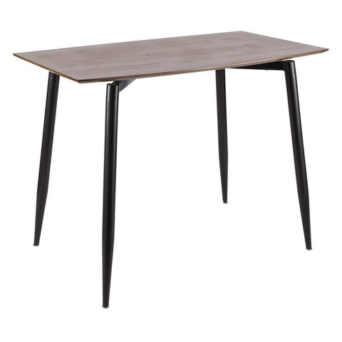 Lumisource Clara Mid-Century Modern Counter Table with Black Metal Legs and Walnut Wood Top