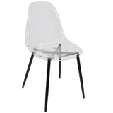 Lumisource Clara Mid-Century Modern Dining Chair in Black and Clear - Set of 2