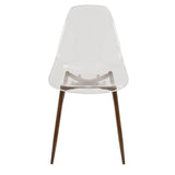 Lumisource Clara Mid-Century Modern Dining Chair in Walnut and Clear - Set of 2