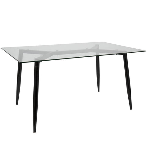 Lumisource Clara Mid-Century Modern Dining Table in Black and Clear