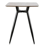 Lumisource Clara Mid-Century Modern Square Counter Table with Black Metal Legs and Walnut Wood Top