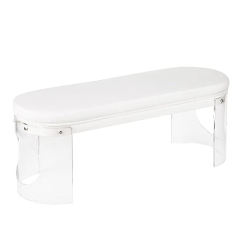 Lumisource Clarity Contemporary/Glam Bench in Clear Acrylic and White Velvet