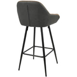 Lumisource Clubhouse Contemporary 26" Counter Stool with Black Frame and Grey Vintage Faux Leather - Set of 2