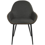 Lumisource Clubhouse Contemporary Dining Chair in Black with Grey Vintage Faux Leather - Set of 2
