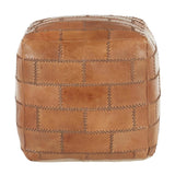 Lumisource Cobbler Industrial Pouf in Brown Leather