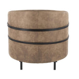 Lumisource Colby Industrial Tub Chair in Black with Brown Cowboy Fabric