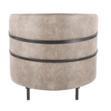 Lumisource Colby Industrial Tub Chair in Black with Stone Cowboy Fabric