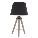Lumisource Compass Mid-Century Modern Table Lamp in Grey Washed Wood and Black Shade