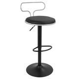 Lumisource Contour Contemporary Adjustable Barstool in Grey and Black