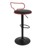 Lumisource Contour Contemporary Adjustable Barstool in Red and Black