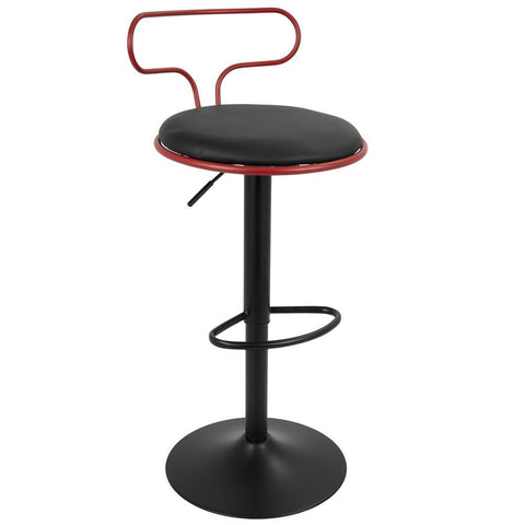 Lumisource Contour Contemporary Adjustable Barstool in Red and Black
