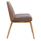 Lumisource Corazza Mid-Century Modern Dining/Accent Chair in Walnut and Grey Fabric