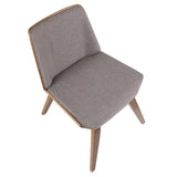 Lumisource Corazza Mid-Century Modern Dining/Accent Chair in Walnut and Grey Fabric