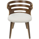 Lumisource Cosi Mid-Century Modern Dining/Accent Chair in Walnut and Cream Fabric