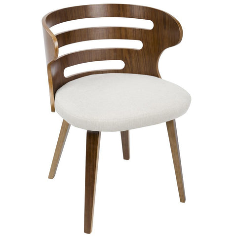 Lumisource Cosi Mid-Century Modern Dining/Accent Chair in Walnut and Cream Fabric