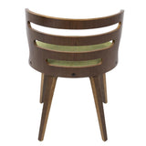 Lumisource Cosi Mid-Century Modern Dining/Accent Chair in Walnut and Green Fabric