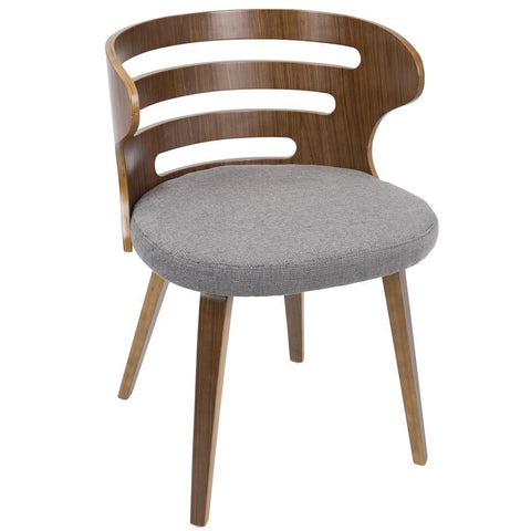 Lumisource Cosi Mid-Century Modern Dining/Accent Chair in Walnut and Grey Fabric