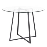 Lumisource Cosmo Contemporary Dining Table in Black Metal & Clear Tempered Glass Top