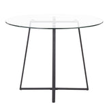 Lumisource Cosmo Contemporary Dining Table in Black Metal & Clear Tempered Glass Top