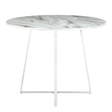 Lumisource Cosmo Contemporary/Glam Dining Table in Chrome & White Marble Top