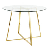 Lumisource Cosmo Contemporary/Glam Dining Table in Gold Metal & Clear Tempered Glass