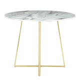 Lumisource Cosmo Contemporary/Glam Dining Table in Gold Metal & White Marble Top