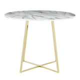 Lumisource Cosmo Contemporary/Glam Dining Table in Gold Metal & White Marble Top