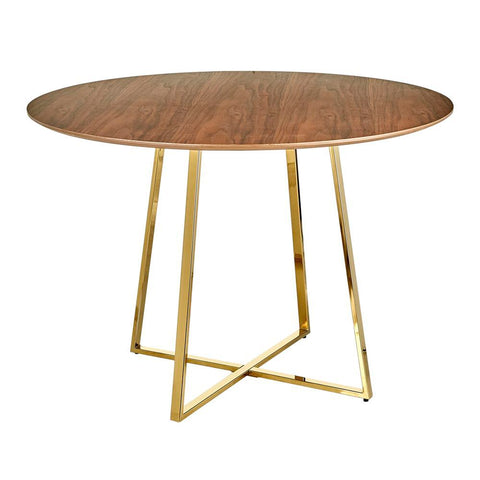 Lumisource Cosmo Contemporary/Glam Dining Table in Gold Metal and Walnut Wood