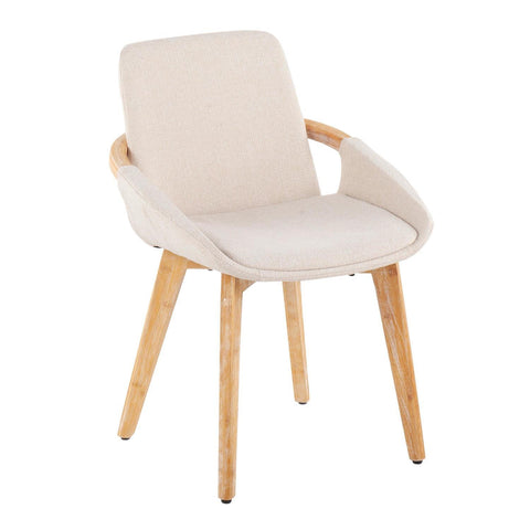 Lumisource Cosmo Mid-Century Chair in Natural Bamboo and Cream Fabric