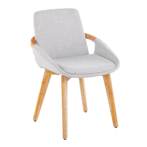 Lumisource Cosmo Mid-Century Chair in Natural Bamboo and Light Grey Noise Fabric