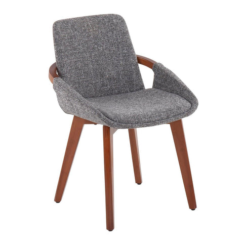 Lumisource Cosmo Mid-Century Chair in Walnut Bamboo and Grey Noise Fabric