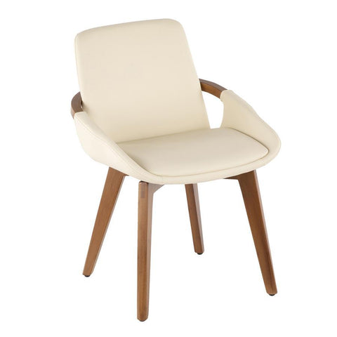 Lumisource Cosmo Mid-Century Chair in Walnut and Cream Faux Leather