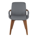 Lumisource Cosmo Mid-Century Chair in Walnut and Grey Faux Leather