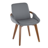 Lumisource Cosmo Mid-Century Chair in Walnut and Grey Faux Leather